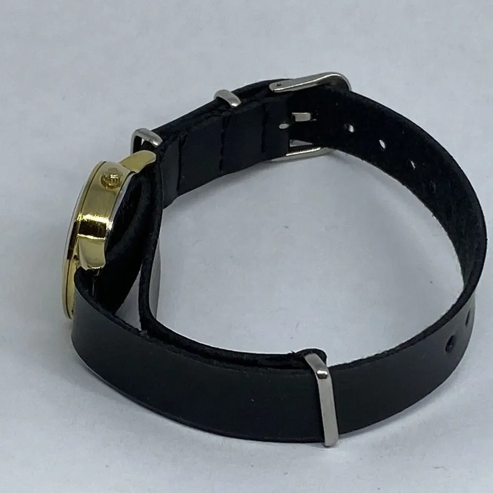 Kate Spade New York 0794 Women Black Leather Analog Gold Dial Quartz Watch XX563